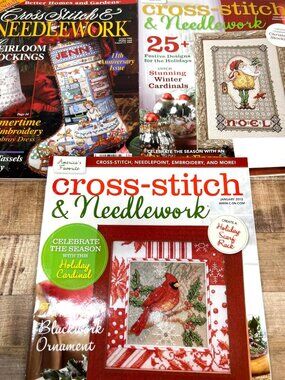 3  Magizines Day After Christmas & Holiday Cross-Stitch Designs